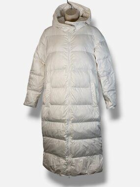 Donna Karan New York Women's White Hooded Side Zipper Puffer Jacket Size XS